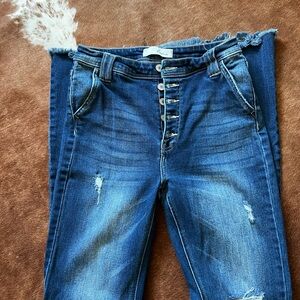 KanCan High Rise Button Fly Distressed Jeans
